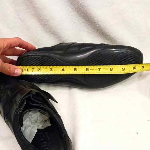 Gucci Pelle S. Gomma Trainers Sneakers Men Sz 40 BLACK Leather Monogram Low Top - Picture 12 of 16